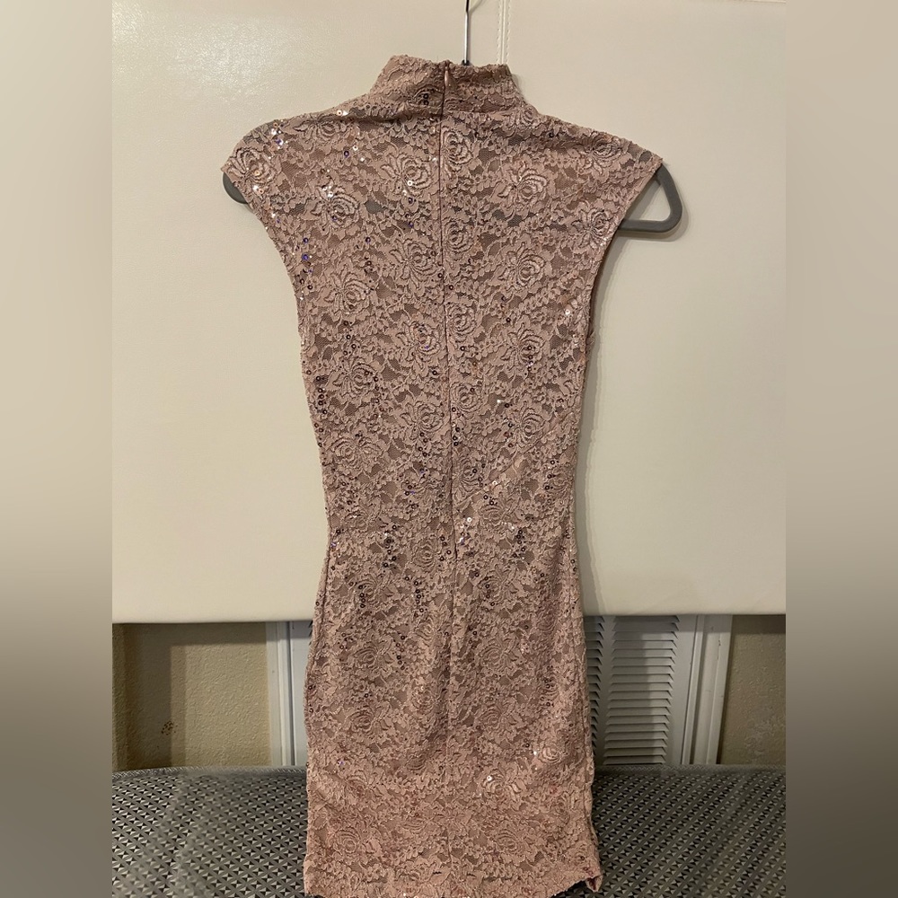 Mauve colored small cocktail dress with beading